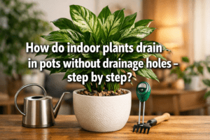 How do indoor plants drain in pots without drainage holes - step by step?