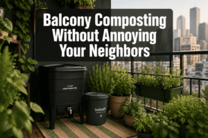 How can I compost on my apartment balcony without annoying neighbors?