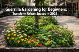 How can I do guerrilla gardening in urban areas as a beginner?