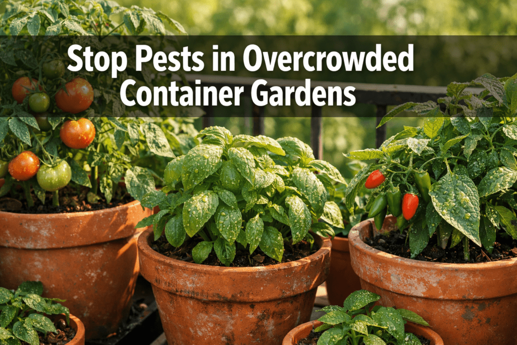 How do I prevent pests in an overcrowded container garden?