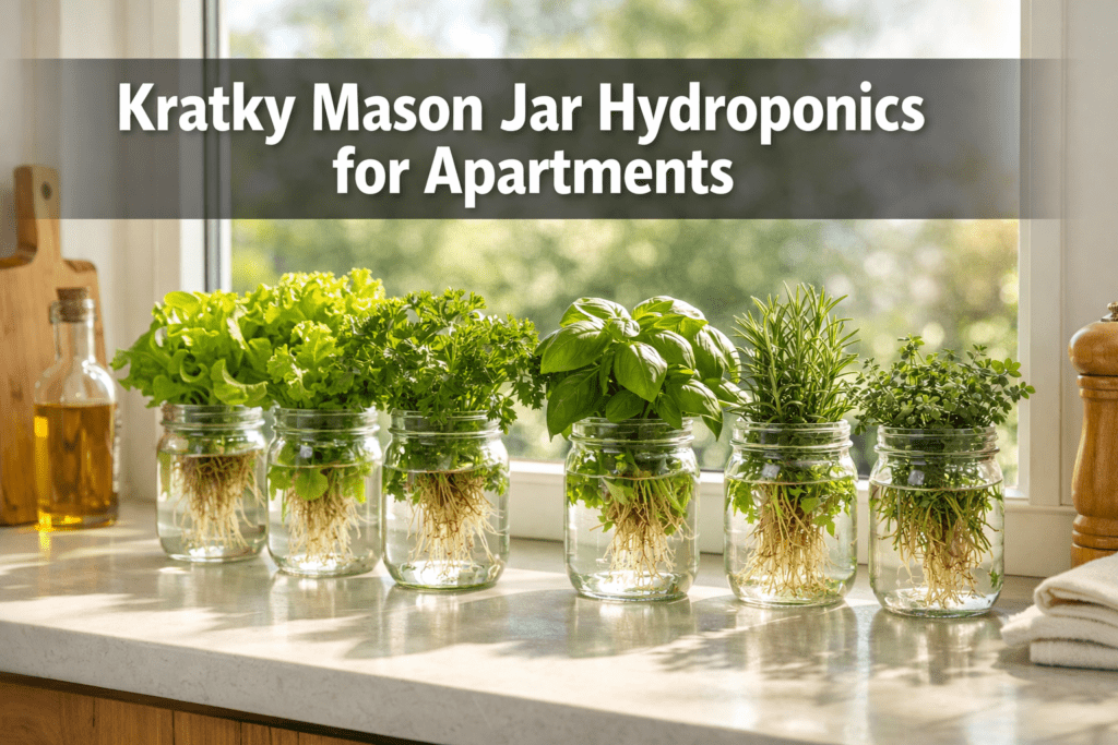How do I set up a Kratky hydroponics system in a mason jar for apartments?