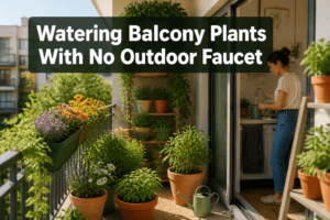 How do I water containers when my apartment has no outdoor faucet?