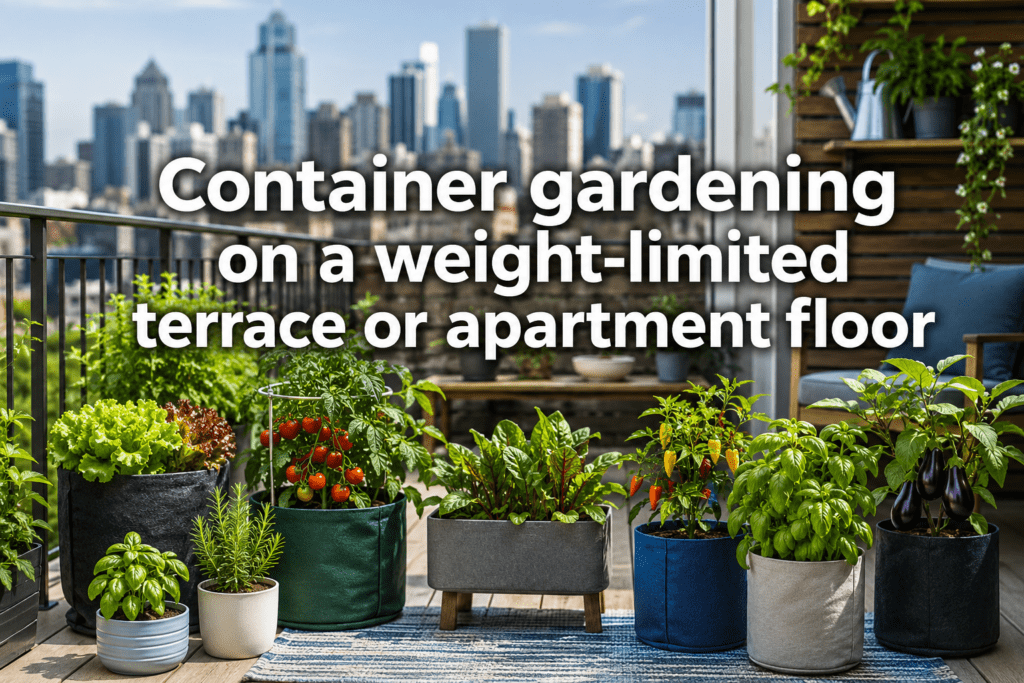 Container gardening on a weight-limited terrace or apartment floor