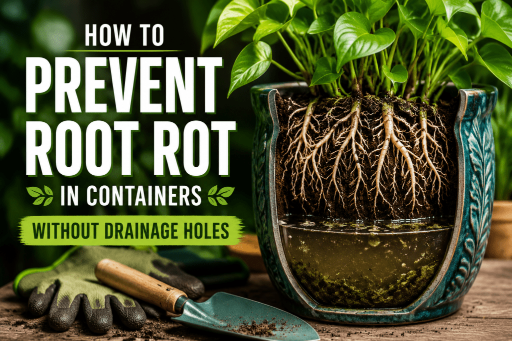 How to prevent root rot in containers without drainage holes